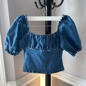 Missguided + Indigo Puff Sleeve Blouse